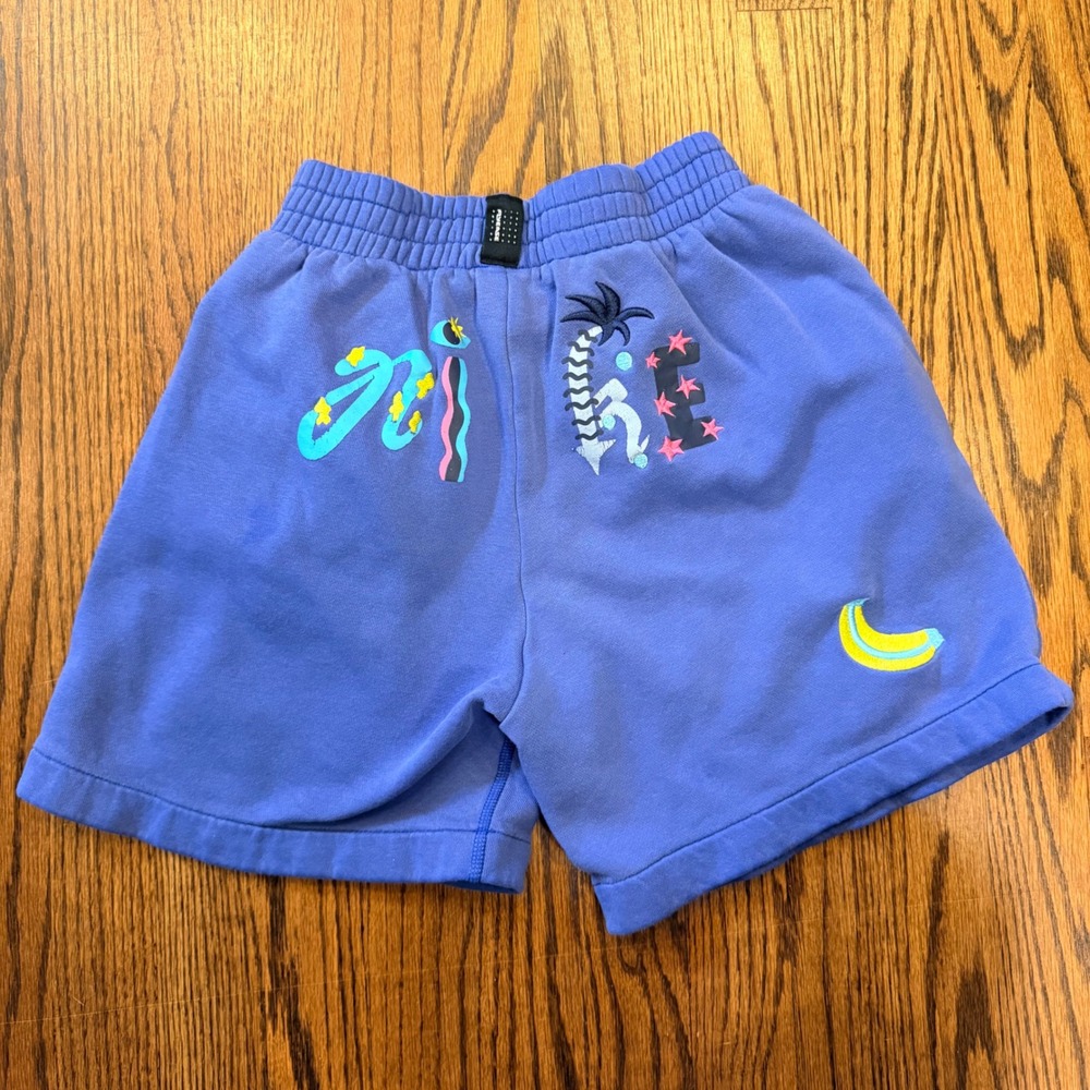 Nike FlyEase Sportswear Fleece Shorts Patch‎ Graphics Blue Kids Size Large - Picture 4 of 8